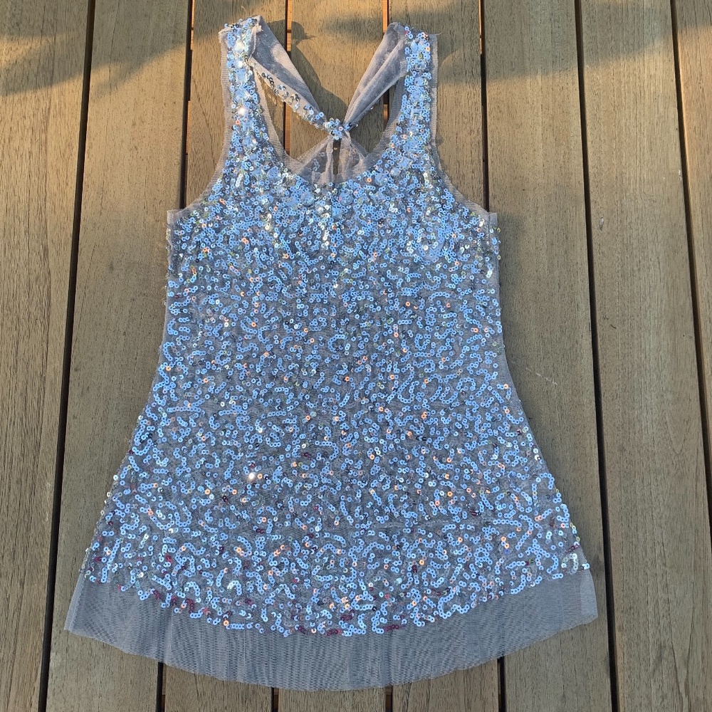 Metallic Sparkly Glitter Sheer Tank Top. Perfect for holiday
